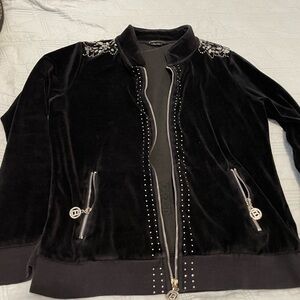 Black bling Velvet velour style Zip Jacket